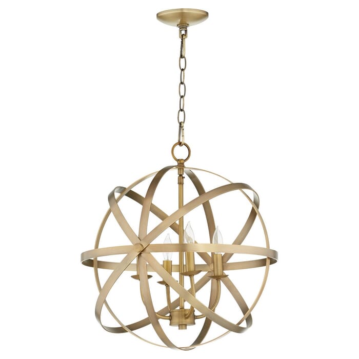 Quorum Celeste 4-Light 21" Transitional Chandelier in Aged Brass Quorum Celeste 4-Light 21" Transitional Chandelier in Aged Brass