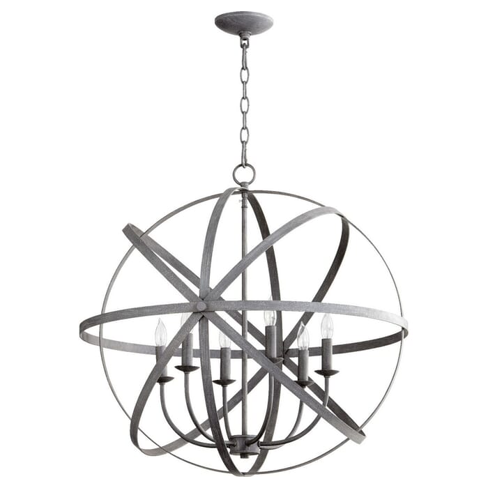 Quorum Celeste 6-Light 27" Transitional Chandelier in Zinc Quorum Celeste 6-Light 27" Transitional Chandelier in Zinc