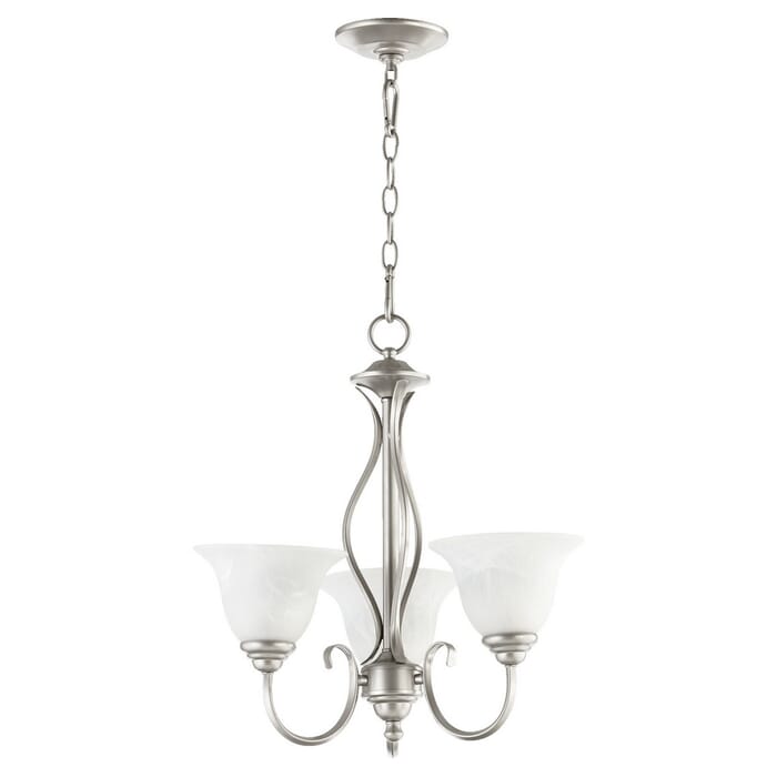 Quorum Spencer 3-Light 20" Transitional Chandelier in Classic Nickel Quorum Spencer 3-Light 20" Transitional Chandelier in Classic Nickel