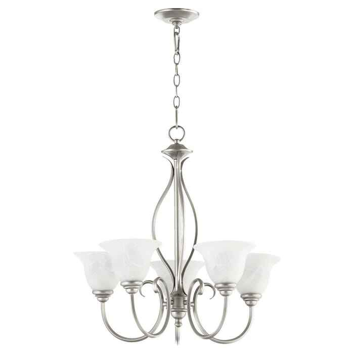 Quorum Spencer 5-Light 25" Transitional Chandelier in Classic Nickel Quorum Spencer 5-Light 25" Transitional Chandelier in Classic Nickel