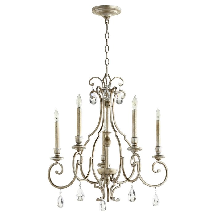 Quorum Ansley 5-Light 25" Transitional Chandelier in Aged Silver Leaf Quorum Ansley 5-Light 25" Transitional Chandelier in Aged Silver Leaf