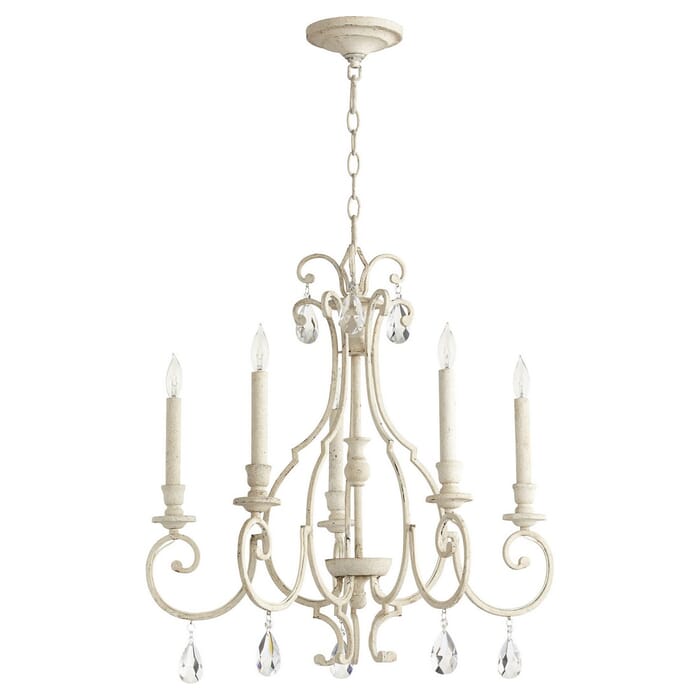 Quorum Ansley 5-Light 25" Transitional Chandelier in Persian White Quorum Ansley 5-Light 25" Transitional Chandelier in Persian White