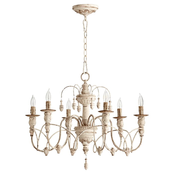 Quorum Salento 6-Light 20" Transitional Chandelier in Persian White Quorum Salento 6-Light 20" Transitional Chandelier in Persian White