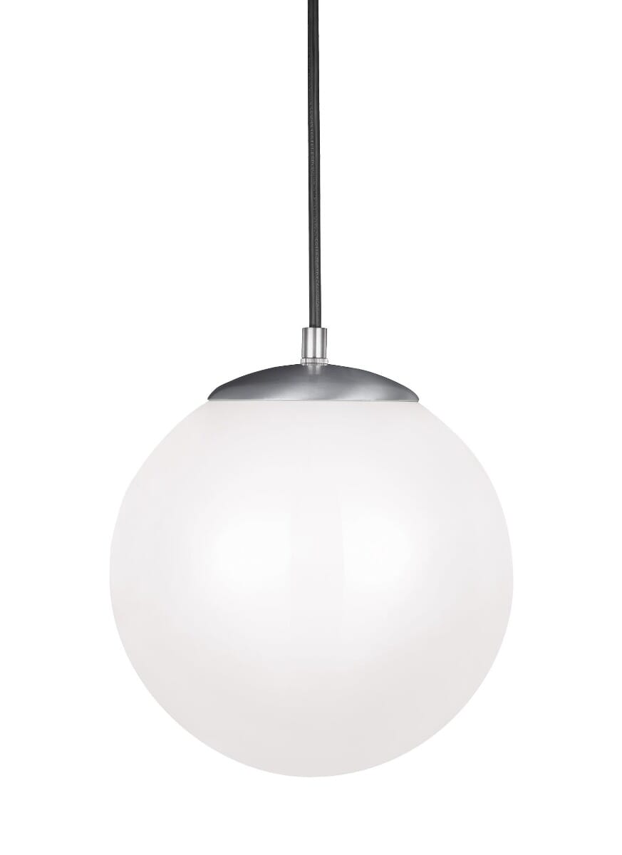 Sea Gull Leo Hanging Globe Medium Pendant Light in Satin Aluminum