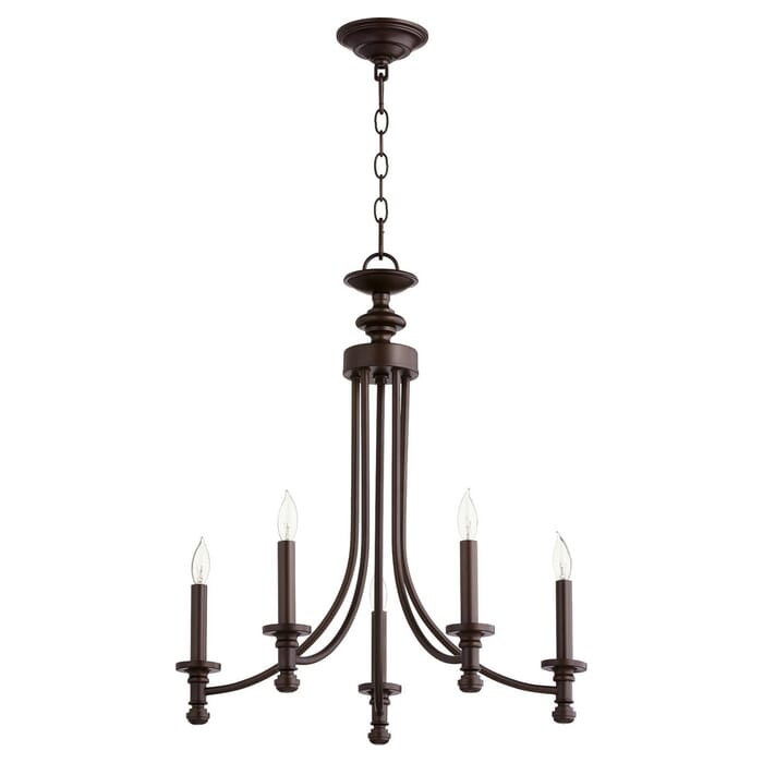 Quorum Rossington 5-Light 25" Transitional Chandelier in Oiled Bronze Quorum Rossington 5-Light 25" Transitional Chandelier in Oiled Bronze