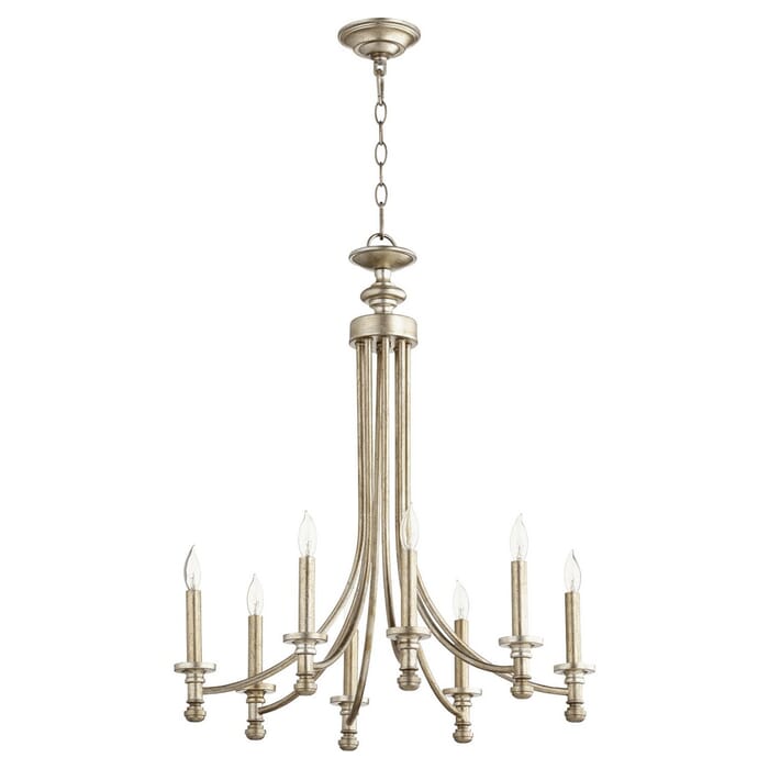 Quorum Rossington 8-Light 29" Transitional Chandelier in Aged Silver Leaf Quorum Rossington 8-Light 29" Transitional Chandelier in Aged Silver Leaf