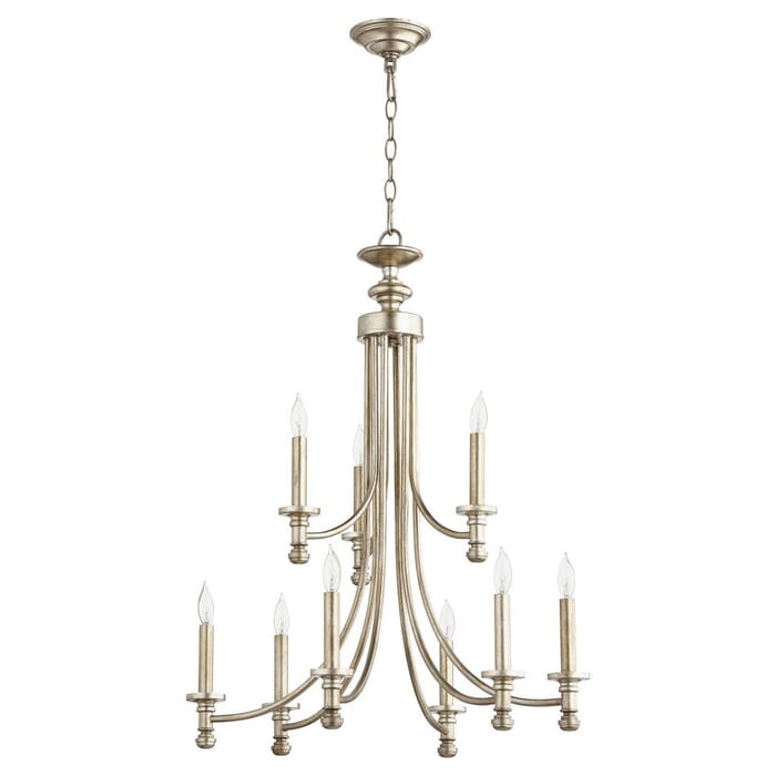 Quorum Rossington 9-Light 31" Transitional Chandelier in Aged Silver Leaf Quorum Rossington 9-Light 31" Transitional Chandelier in Aged Silver Leaf