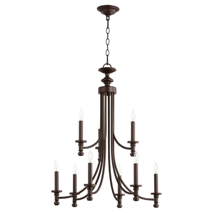 Quorum Rossington 9-Light 31" Transitional Chandelier in Oiled Bronze Quorum Rossington 9-Light 31" Transitional Chandelier in Oiled Bronze