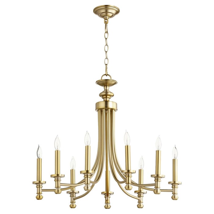 Quorum Rossington 9-Light 24" Transitional Chandelier in Aged Brass Quorum Rossington 9-Light 24" Transitional Chandelier in Aged Brass