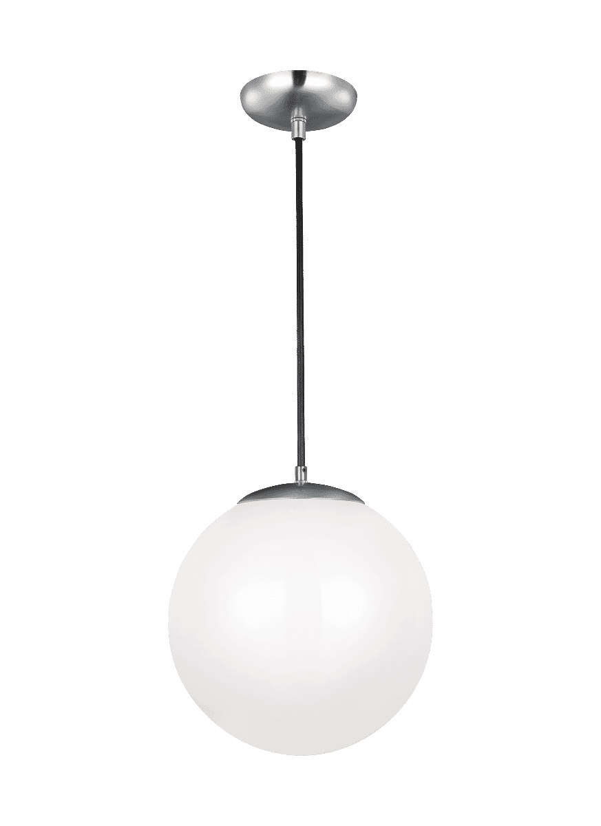 Sea Gull Leo - Hanging Globe 15" Pendant Light in Satin Aluminum