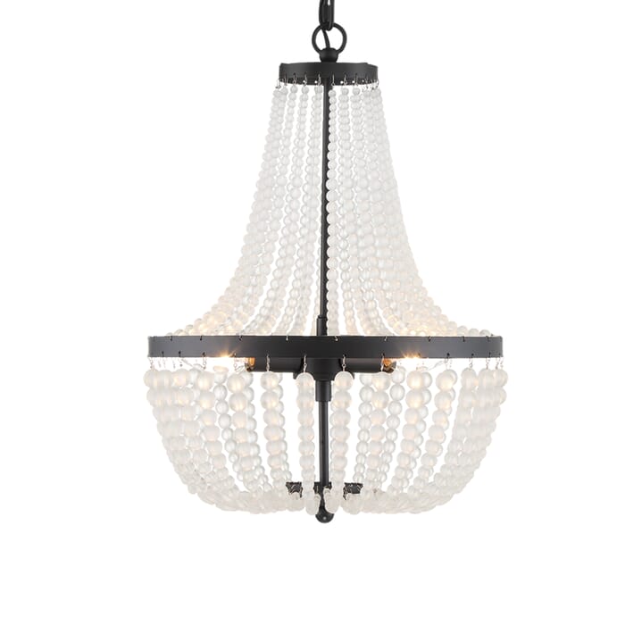 Crystorama Rylee 3-Light Traditional Chandelier in Matte Black with Frosted Glass Beads Crystals Crystorama Rylee 3-Light Traditional Chandelier in Matte Black with Frosted Glass Beads Crystals