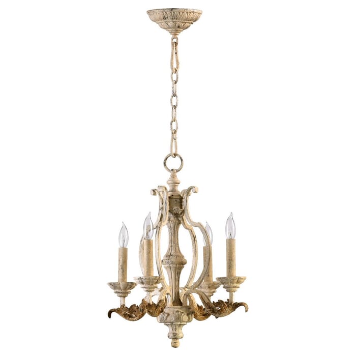 Quorum Florence 4-Light 19" Transitional Chandelier in Persian White Quorum Florence 4-Light 19" Transitional Chandelier in Persian White