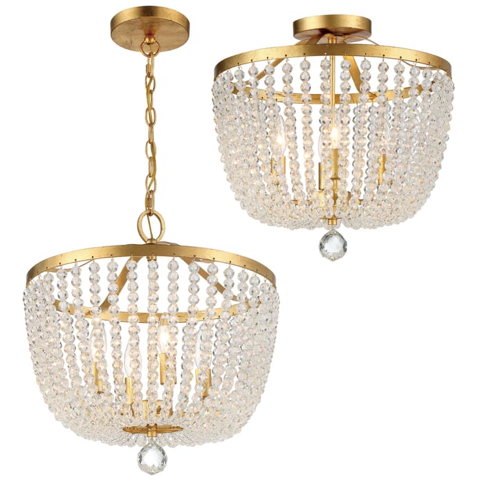 Crystorama Rylee 4-Light Ceiling Light in Antique Gold with Hand Cut Crystal Beads Crystals Crystorama Rylee 4-Light Ceiling Light in Antique Gold with Hand Cut Crystal Beads Crystals