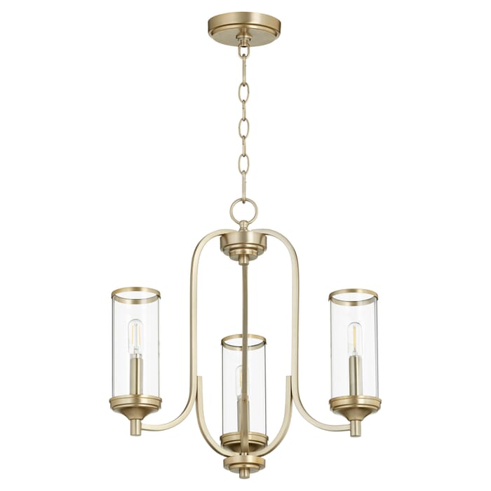 Quorum Collins 3-Light 19" Transitional Chandelier in Aged Brass Quorum Collins 3-Light 19" Transitional Chandelier in Aged Brass