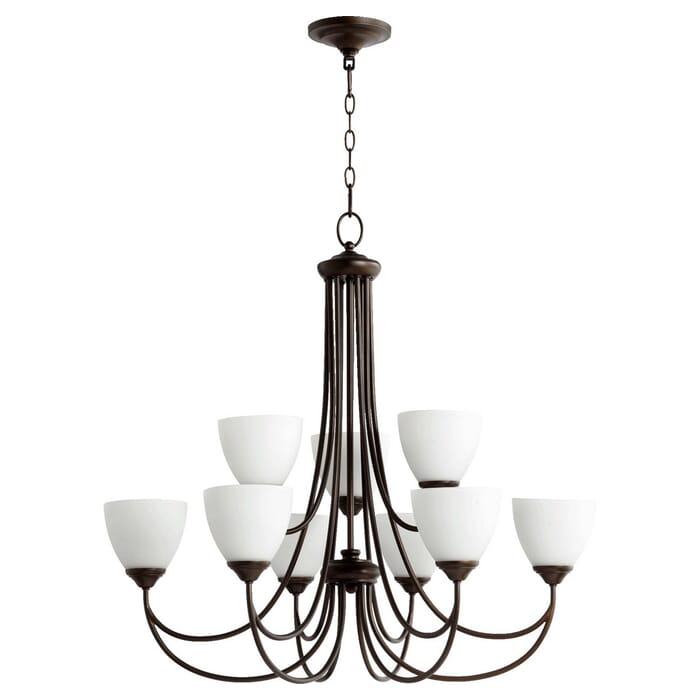 Quorum Brooks 9-Light 32" Transitional Chandelier in Oiled Bronze Quorum Brooks 9-Light 32" Transitional Chandelier in Oiled Bronze
