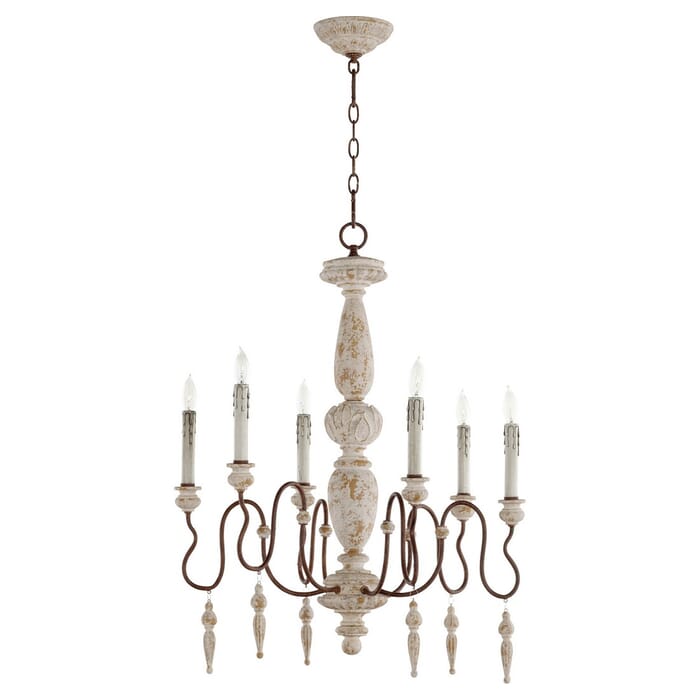 Quorum La Maison 6-Light 30" Traditional Chandelier in Manchester Grey with Rust Accents Quorum La Maison 6-Light 30" Traditional Chandelier in Manchester Grey with Rust Accents