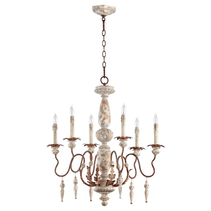 Quorum La Maison 6-Light 30" Traditional Chandelier in Manchester Grey with Rust Accents Quorum La Maison 6-Light 30" Traditional Chandelier in Manchester Grey with Rust Accents