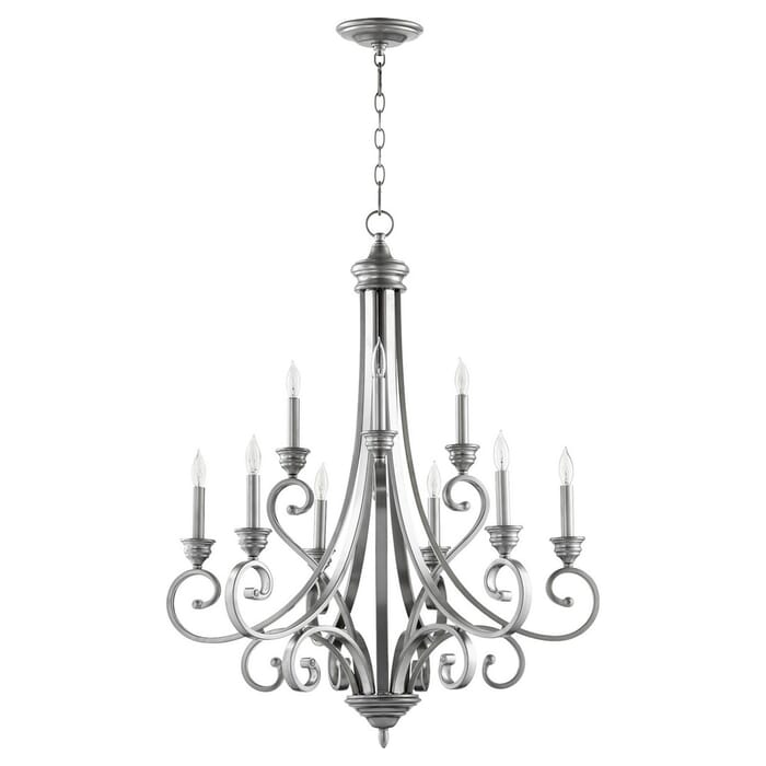 Quorum Bryant 9-Light 36" Transitional Chandelier in Classic Nickel Quorum Bryant 9-Light 36" Transitional Chandelier in Classic Nickel