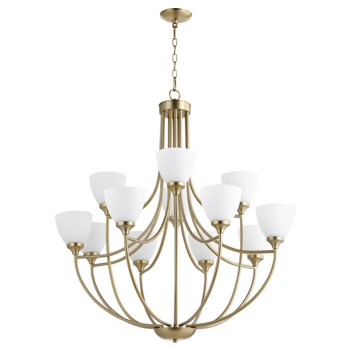 Quorum Enclave 12-Light 38" Transitional Chandelier in Aged Brass Quorum Enclave 12-Light 38" Transitional Chandelier in Aged Brass