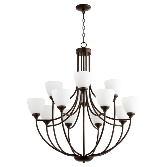 Quorum Enclave 12-Light 38" Transitional Chandelier in Oiled Bronze Quorum Enclave 12-Light 38" Transitional Chandelier in Oiled Bronze