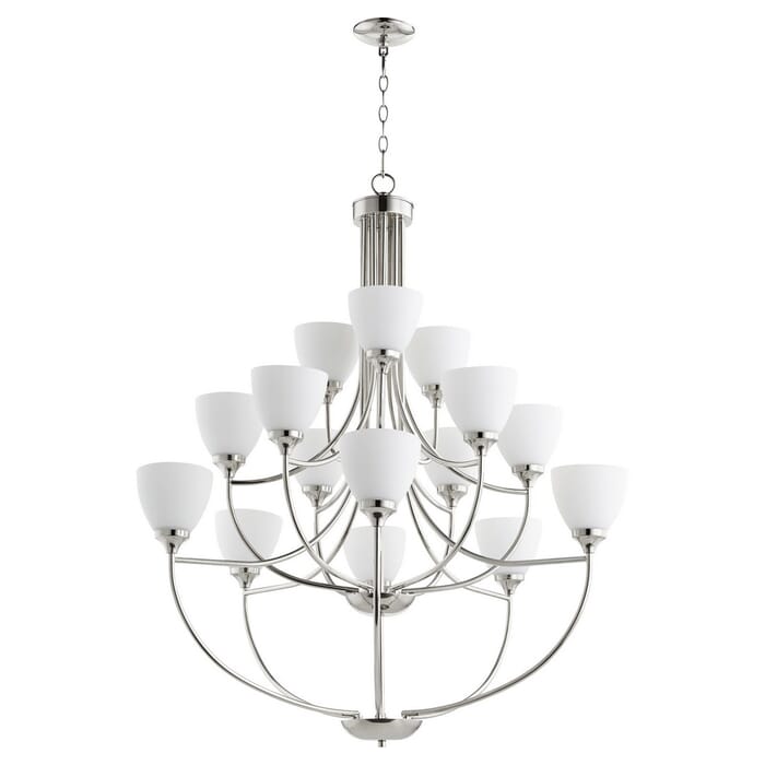 Quorum Enclave 15-Light 44" Transitional Chandelier in Polished Nickel Quorum Enclave 15-Light 44" Transitional Chandelier in Polished Nickel