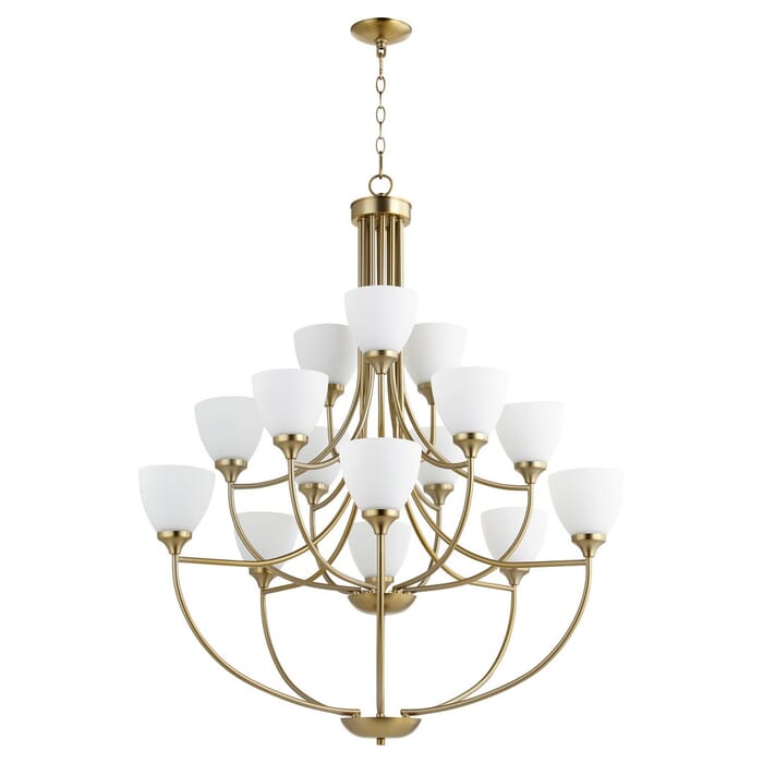 Quorum Enclave 15-Light 44" Transitional Chandelier in Aged Brass Quorum Enclave 15-Light 44" Transitional Chandelier in Aged Brass
