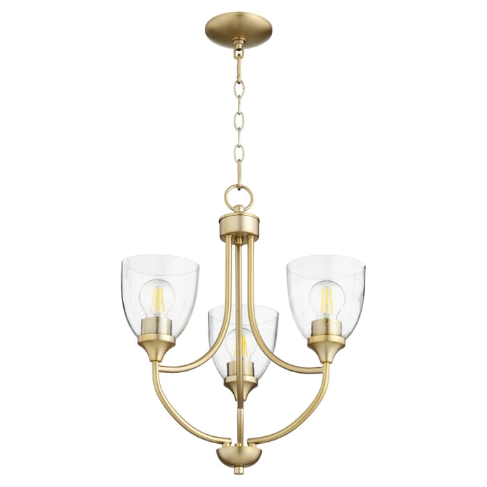 Quorum Enclave 3-Light 21" Transitional Chandelier in Aged Brass with Quorum Enclave 3-Light 21" Transitional Chandelier in Aged Brass with
