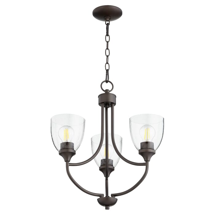 Quorum Enclave 3-Light 21" Transitional Chandelier in Oiled Bronze with Quorum Enclave 3-Light 21" Transitional Chandelier in Oiled Bronze with