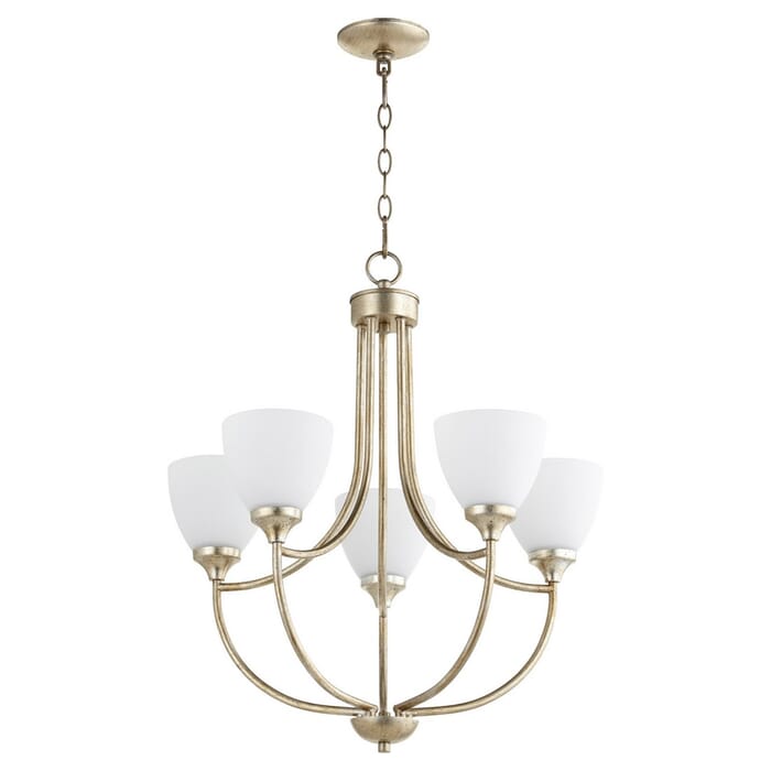 Quorum Enclave 5-Light 25" Transitional Chandelier in Aged Silver Leaf Quorum Enclave 5-Light 25" Transitional Chandelier in Aged Silver Leaf