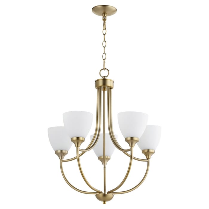 Quorum Enclave 5-Light 25" Transitional Chandelier in Aged Brass Quorum Enclave 5-Light 25" Transitional Chandelier in Aged Brass