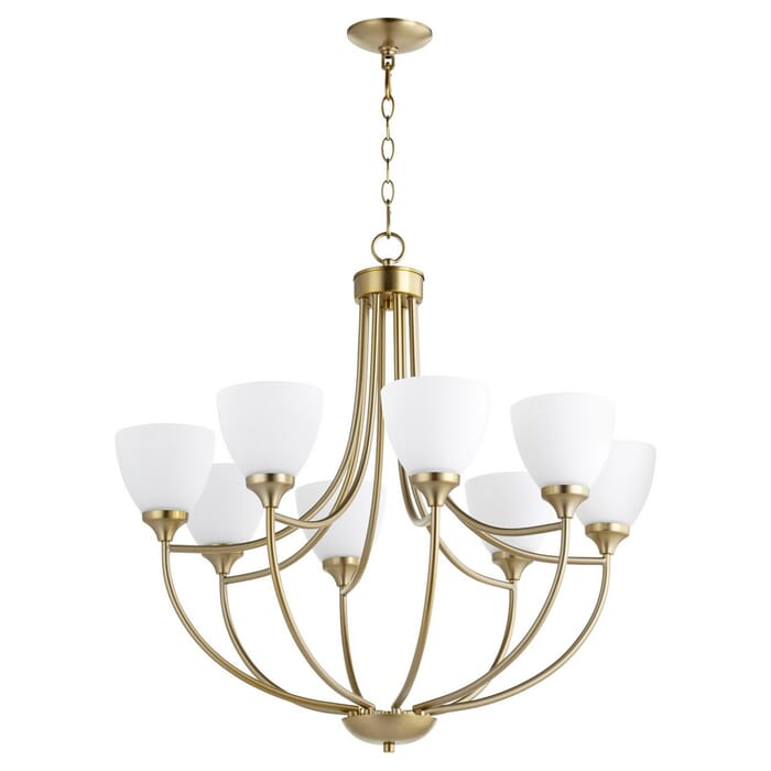 Quorum Enclave 8-Light 29" Transitional Chandelier in Aged Brass Quorum Enclave 8-Light 29" Transitional Chandelier in Aged Brass