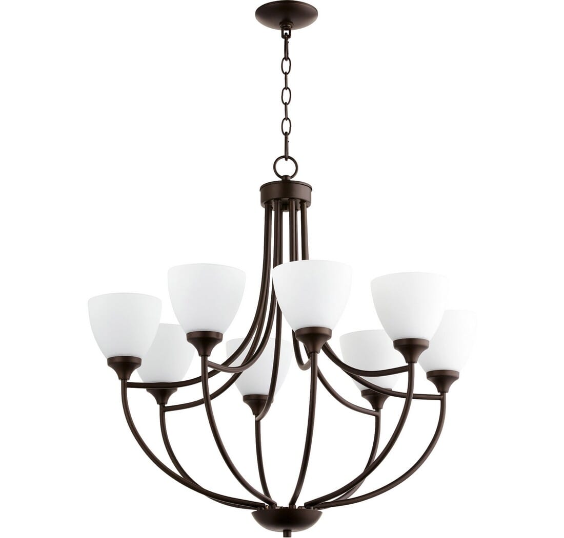 Quorum Enclave 8-Light 29"" Transitional Chandelier in Oiled Bronze -  Quorum International, 6059-8-86