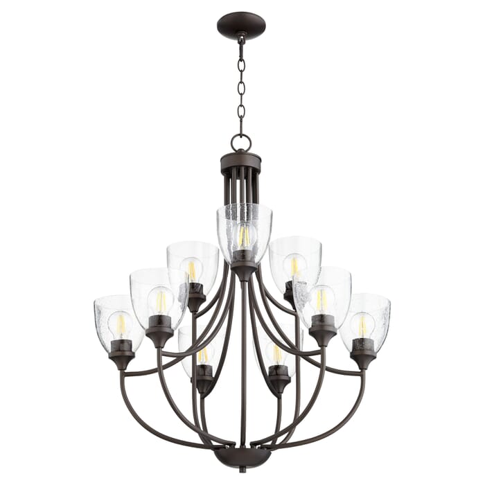 Quorum Enclave 9-Light 33" Transitional Chandelier in Oiled Bronze with Quorum Enclave 9-Light 33" Transitional Chandelier in Oiled Bronze with