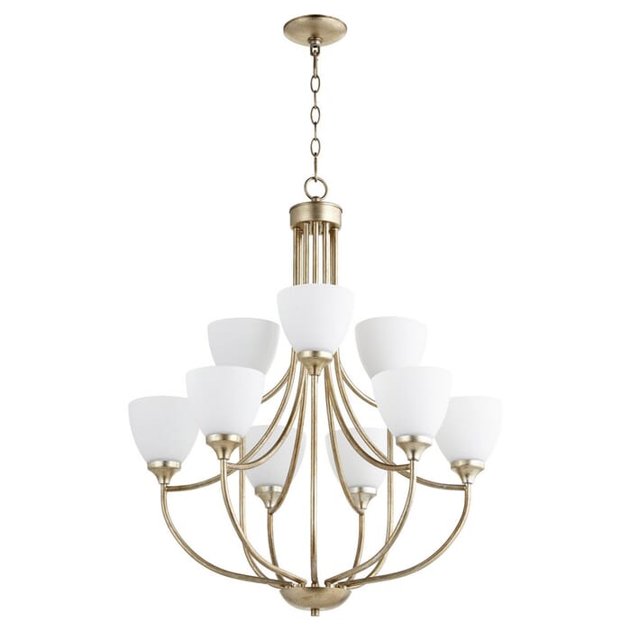 Quorum Enclave 9-Light 33" Transitional Chandelier in Aged Silver Leaf Quorum Enclave 9-Light 33" Transitional Chandelier in Aged Silver Leaf