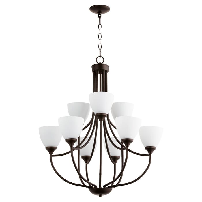 Quorum Enclave 9-Light 33" Transitional Chandelier in Oiled Bronze Quorum Enclave 9-Light 33" Transitional Chandelier in Oiled Bronze