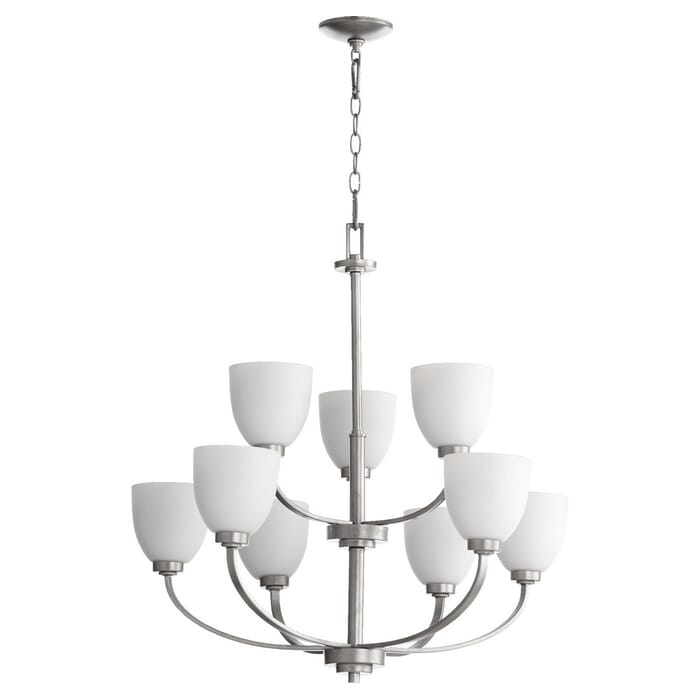 Quorum Reyes 9-Light 31" Transitional Chandelier in Classic Nickel Quorum Reyes 9-Light 31" Transitional Chandelier in Classic Nickel