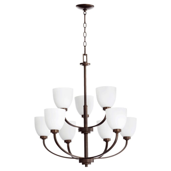 Quorum Reyes 9-Light 31" Transitional Chandelier in Oiled Bronze Quorum Reyes 9-Light 31" Transitional Chandelier in Oiled Bronze