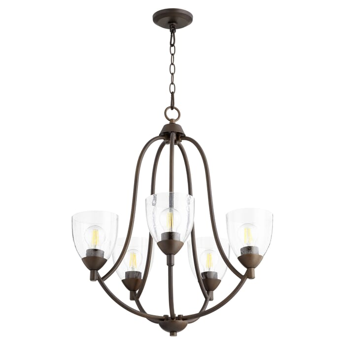 Quorum Barkley 5-Light 27" Transitional Chandelier in Oiled Bronze with Quorum Barkley 5-Light 27" Transitional Chandelier in Oiled Bronze with