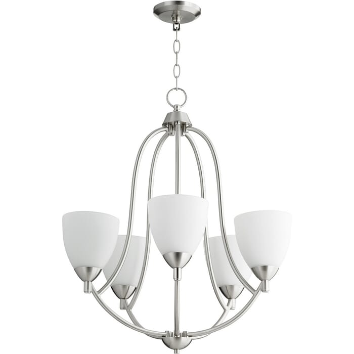 Quorum Barkley 5-Light 27" Transitional Chandelier in Satin Nickel Quorum Barkley 5-Light 27" Transitional Chandelier in Satin Nickel