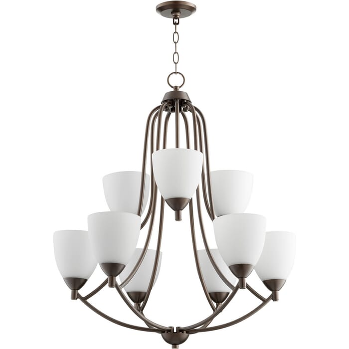 Quorum Barkley 9-Light 32" Transitional Chandelier in Oiled Bronze Quorum Barkley 9-Light 32" Transitional Chandelier in Oiled Bronze
