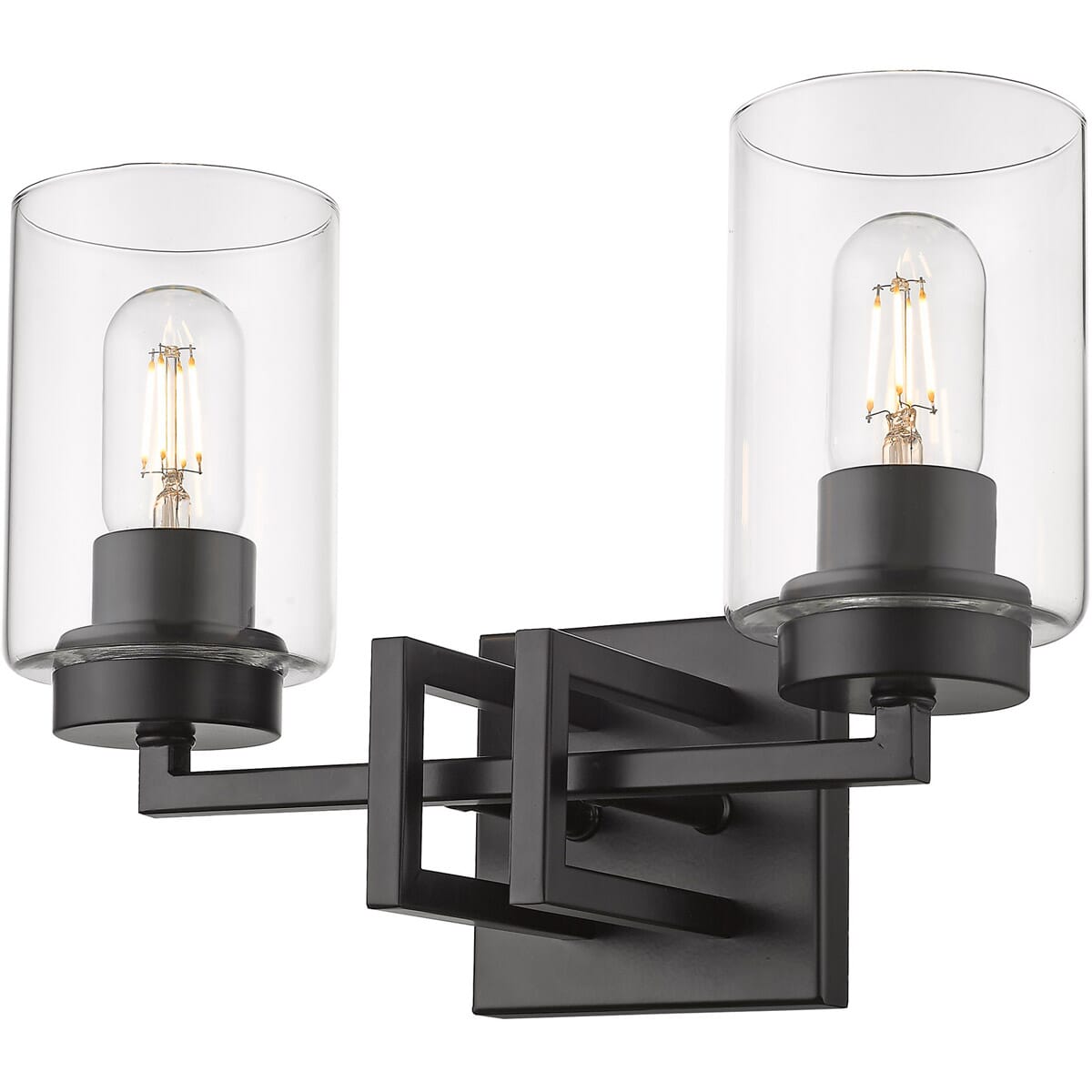 Golden Tribeca 2-Light Bathroom Vanity Light in Matte Black