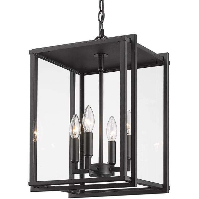 Golden Tribeca 4-Light Outdoor Hanging Light in Natural Black Golden Tribeca 4-Light Outdoor Hanging Light in Natural Black