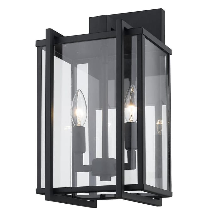 Golden Tribeca 2-Light Outdoor Wall Light in Natural Black Golden Tribeca 2-Light Outdoor Wall Light in Natural Black