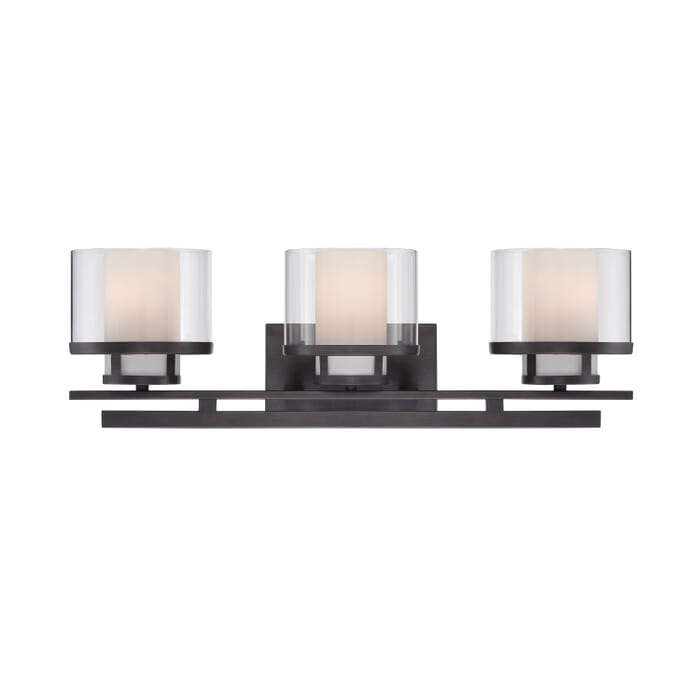 Fusion 3-Light Bathroom Vanity Light Bar in Biscayne Bronze Fusion 3-Light Bathroom Vanity Light Bar in Biscayne Bronze