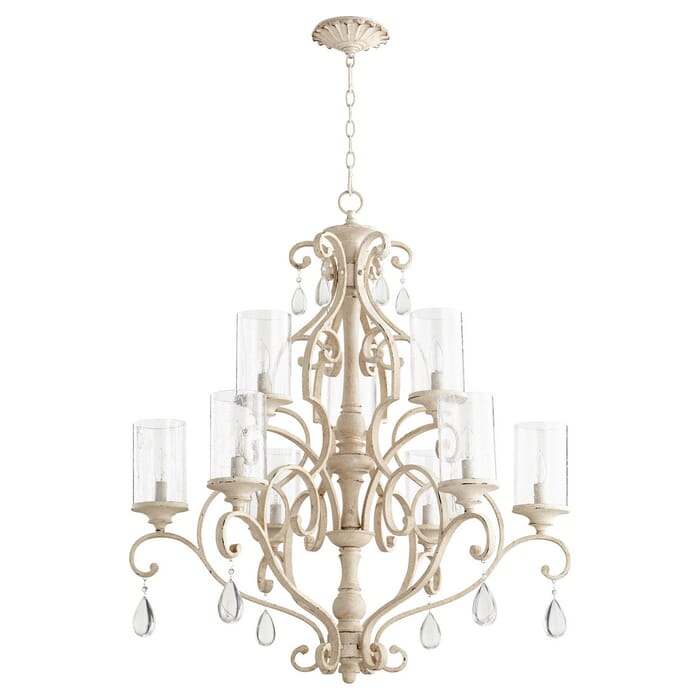 Quorum San Miguel 9-Light 37" Transitional Chandelier in Persian White Quorum San Miguel 9-Light 37" Transitional Chandelier in Persian White