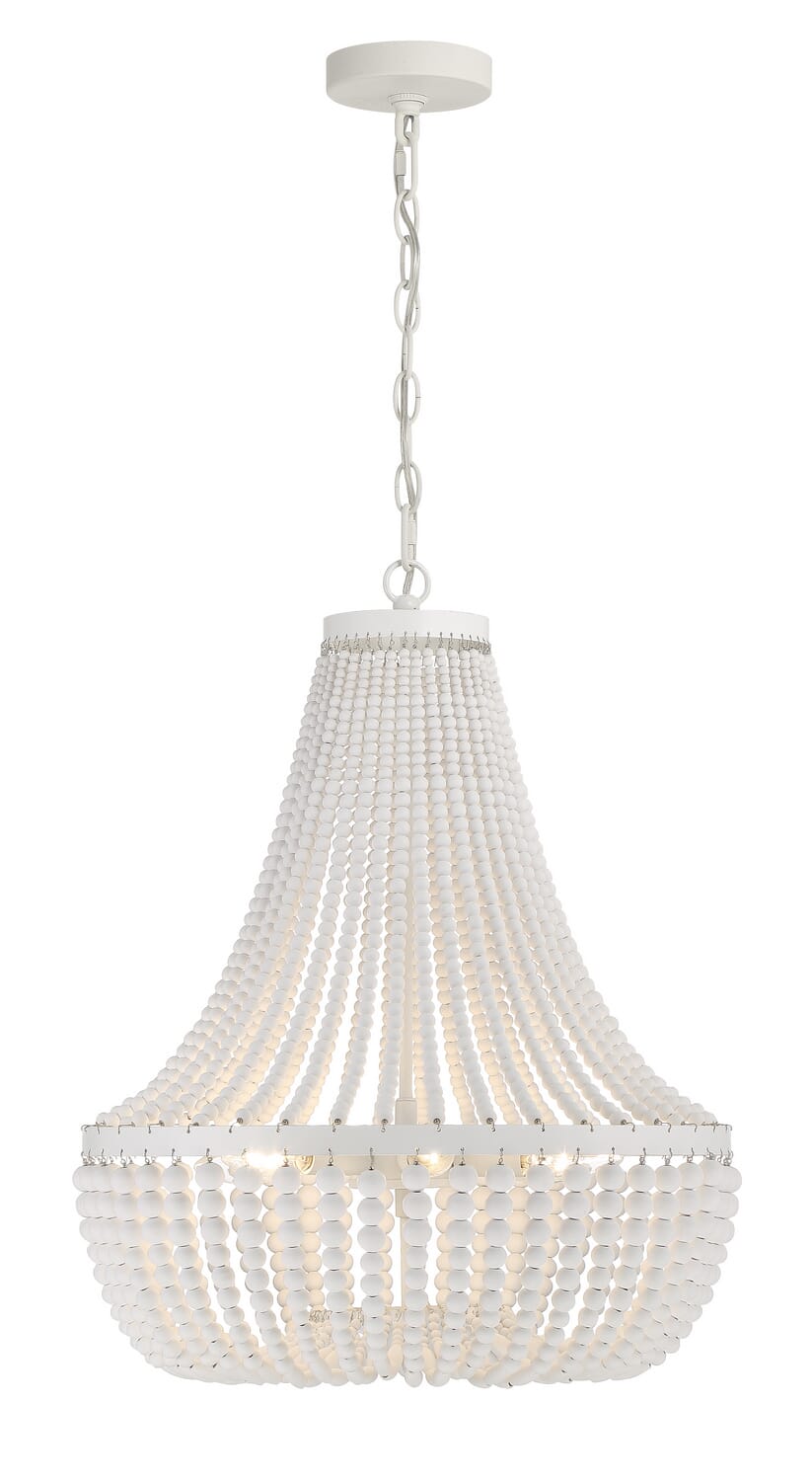 Matte White Six Light Chandelier from the Rylee Collection
