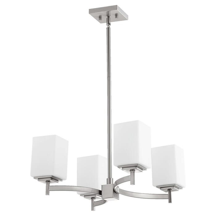 Quorum Delta 4-Light 18" Transitional Chandelier in Satin Nickel Quorum Delta 4-Light 18" Transitional Chandelier in Satin Nickel
