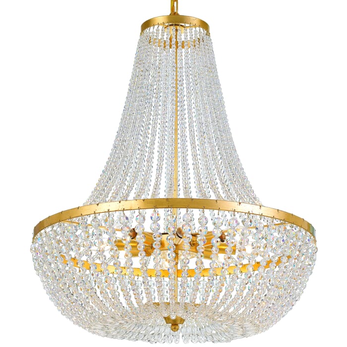 Crystorama Rylee 8-Light 32" Modern Chandelier in Antique Gold with Clear Glass Beads Crystals Crystorama Rylee 8-Light 32" Modern Chandelier in Antique Gold with Clear Glass Beads Crystals