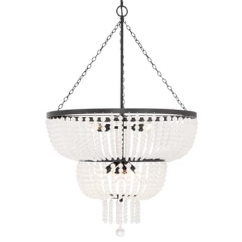 Crystorama Rylee 8-Light 37" Chandelier in Matte Black with Frosted Glass Beads Crystals