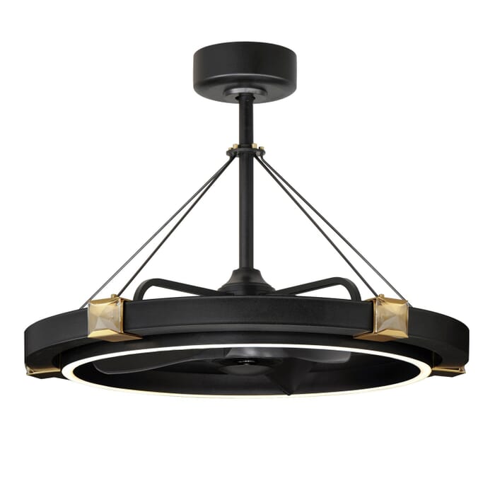 Jewel 1-Light LED Fandelight in Black with Gold Jewel 1-Light LED Fandelight in Black with Gold